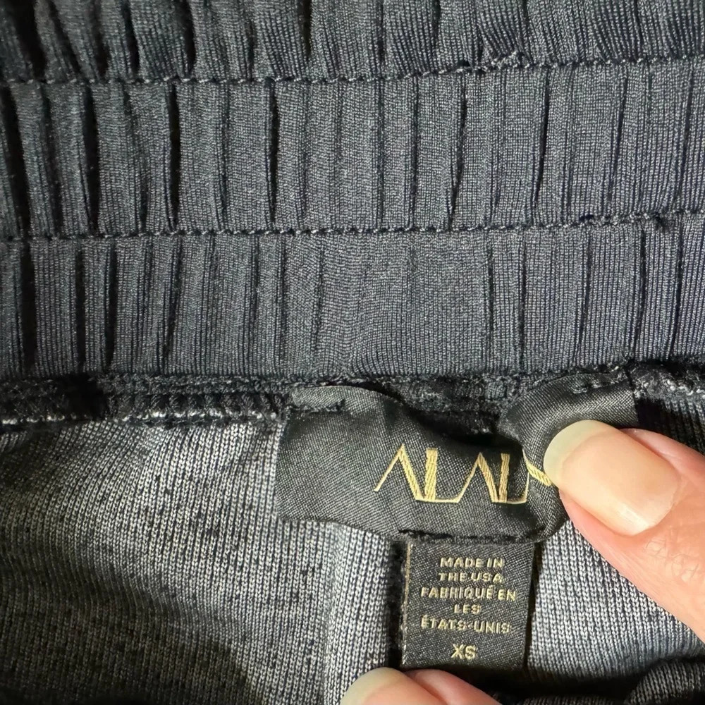 ALALA Pants Liya Wide-Leg Velour Snap-Up Track Black Size XS Made in USA - Picture 9 of 13